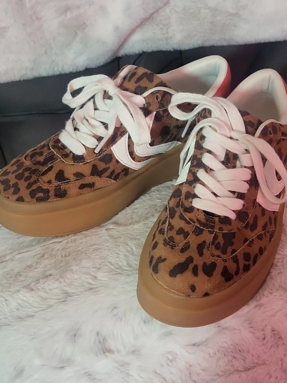 NEW Leopard-Print Platform Sneakers with White Accents
